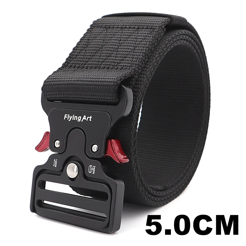 

5 CM Wide Army Belt Tactical Military Nylon Waist Belts Quick Release Outdoor Hunting Training Strong Metal Buckle Police Mens
