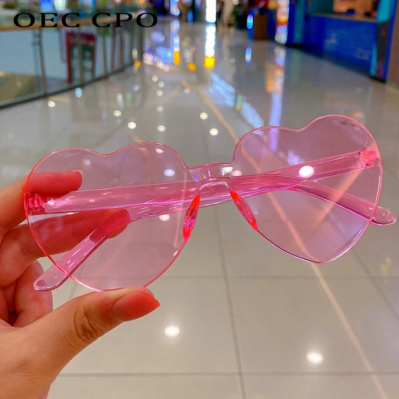 

Trends Punk Heart Shaped Sunglasses Women One Piece Love Heart Sun Glasses Female Rimless Eyewear Men Oculos De Sol Feminino