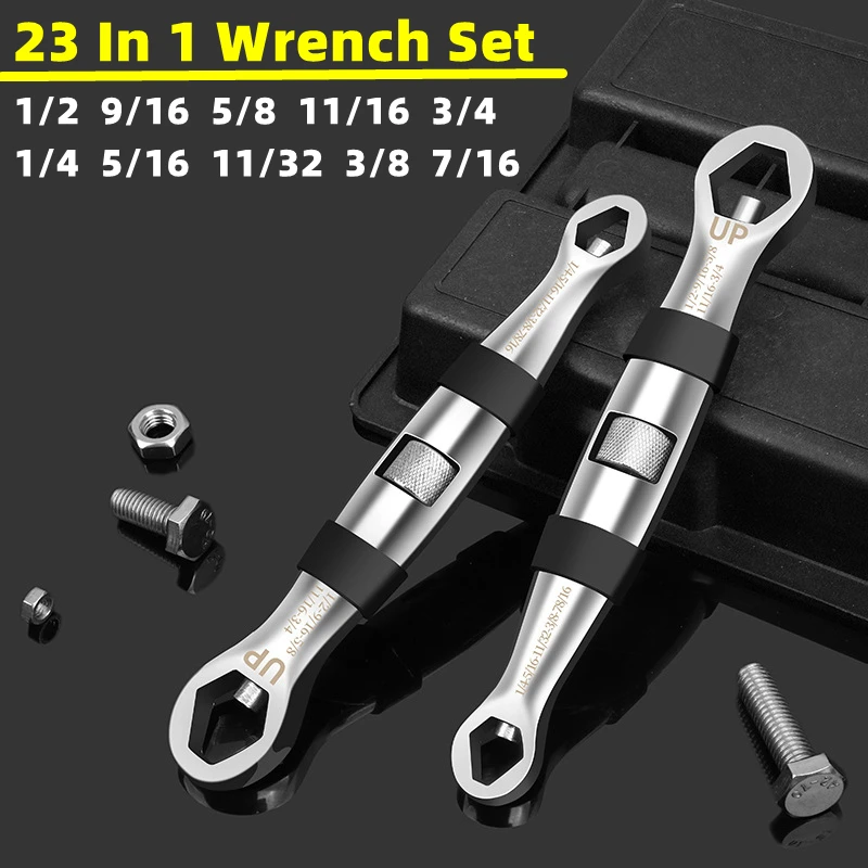 

Universal Wrench 23 In 1 Wrench Set Ratchets Adjustable Spanner 7-19mm CR-V Key Flexible Multitools Hand Tool For Car Repair