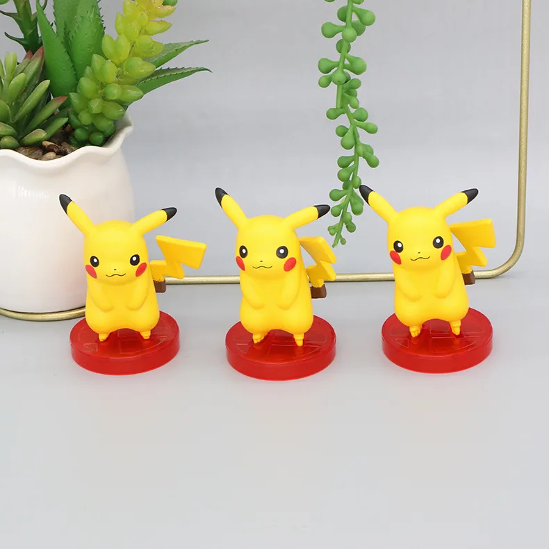 

Assemble Anime Pikachu Doll Desk Ornament Exquisite Pokemon Model Toy Red Base PVC Material Children Birthday Collection Gifts