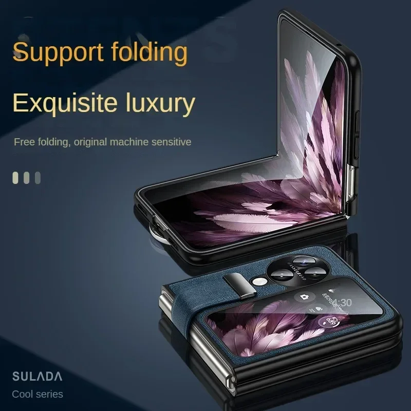 Для OPPO Find N3 флип-чехол SULADA модный крутой ремешок на запястье с кронштейном