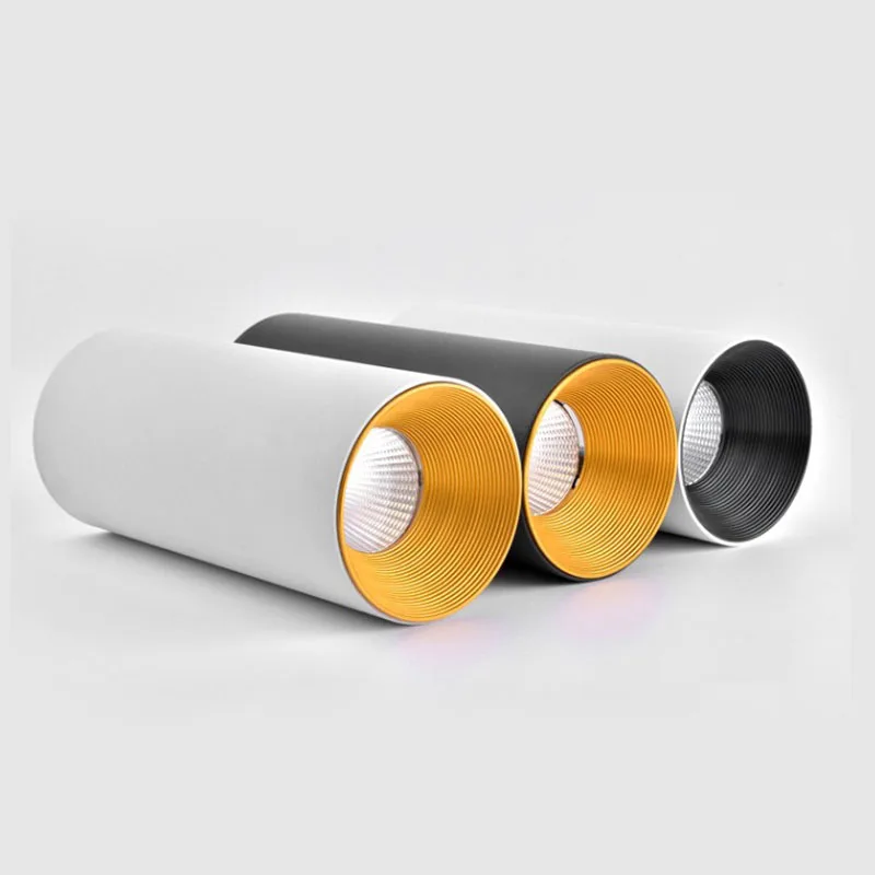 

Surface Mounted Cylindrical LED Downlights Gold Reflector 20W 15W 10W CREE Chip COB Ceiling Bulbs Lamp Spot Lights AC110-220V