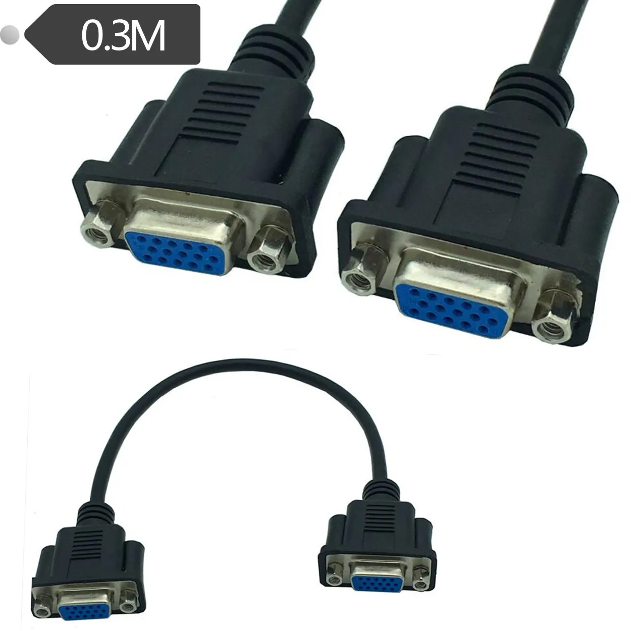 Фото 30 см HD15Pin VGA D-Sub короткий видеокабель шнур «гнездо-гнездо» RGB-кабель для монитора №1
