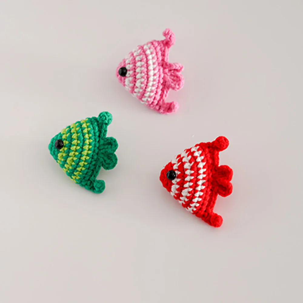 

ZHEN-D 100% Handmade Crochet Tropical Fish Kids Toy Hand-knitted cotton wool Cute Brooch Clothes Sweater Canvas bag Decoration