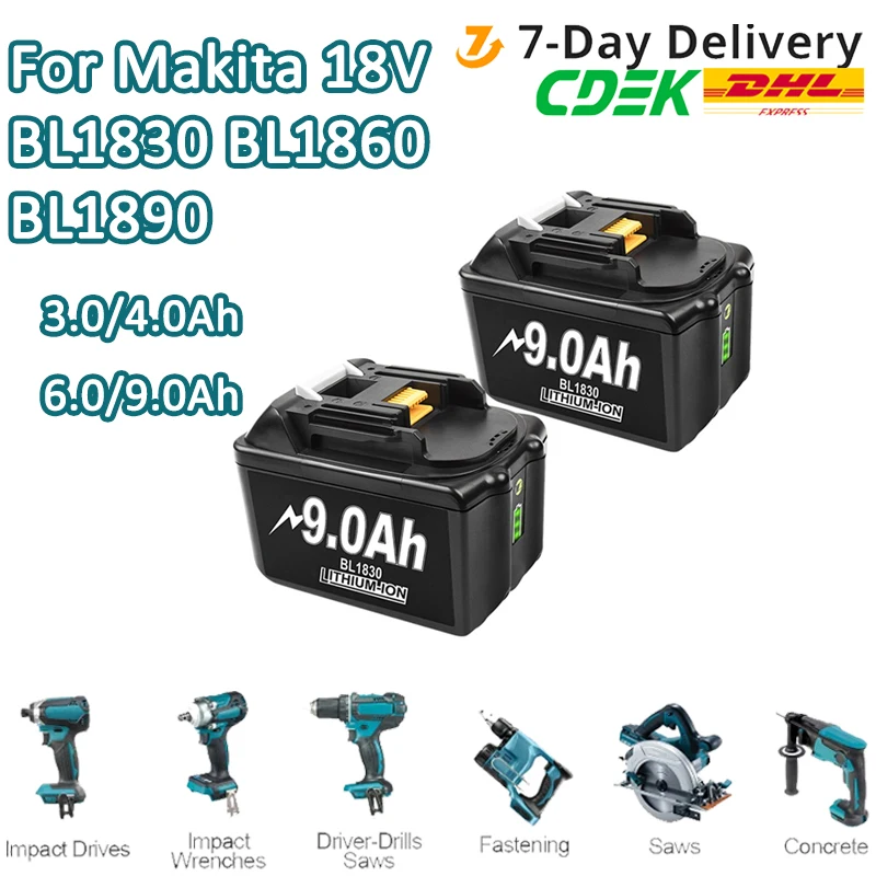 

Gamrombo BL1860 Rechargeable 18 V 6000mAh Li-ion Battery for Makita 18v Battery BL1840 BL1850 BL1830 BL1860B LXT 400