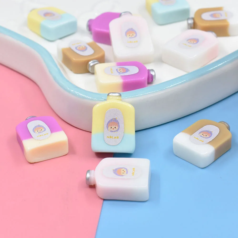 

10pcs Resin Mini Kawaii Milk Tea Diy Cabochon Flatback Dollhouse Miniatures Scrapbooking Charm Craft Material Kawaii Accessories