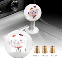 universal car accessories jdm lucky cat shift knob transparent round shifter with adapters gear shift knob