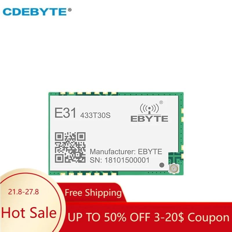 

AX5243 433MHz Wireless UART Receiver Transceiver Module CDEBYTE E31-433T30S 30dBm 8.6km Long Range RF Transmitter 1W SMD