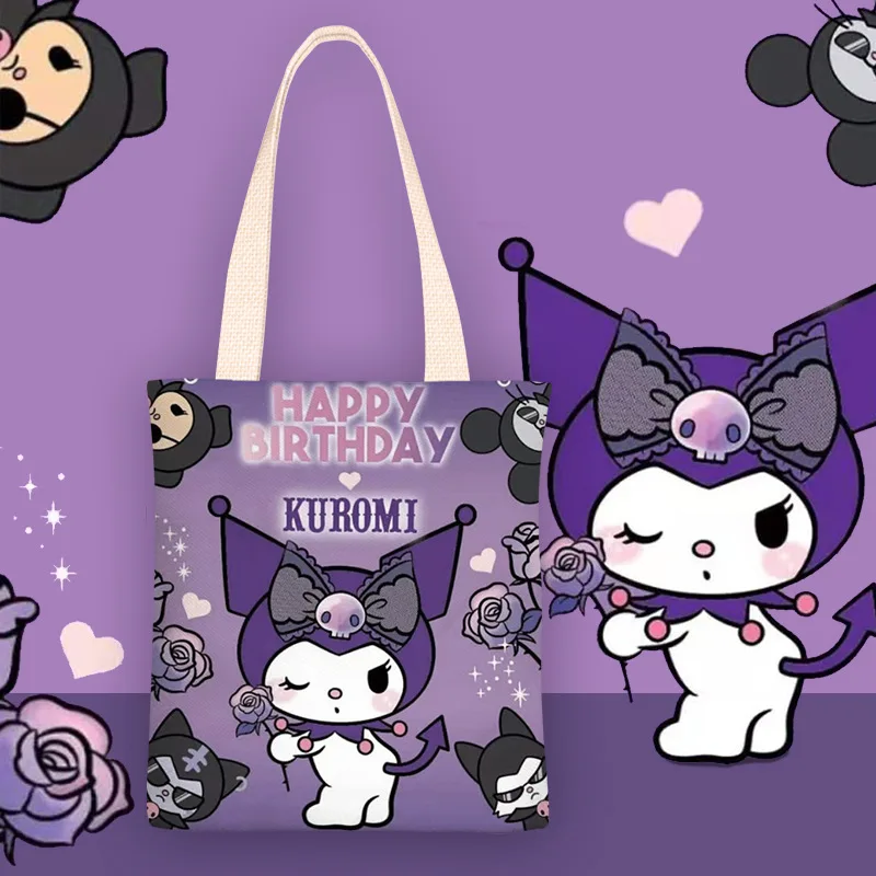 

Casual Kawaii Japanese Melody Kuromi Anime Cartoon Shopper Canvas Shoulder Bag Bag Fashion Casual Pacakge School Cheap Women