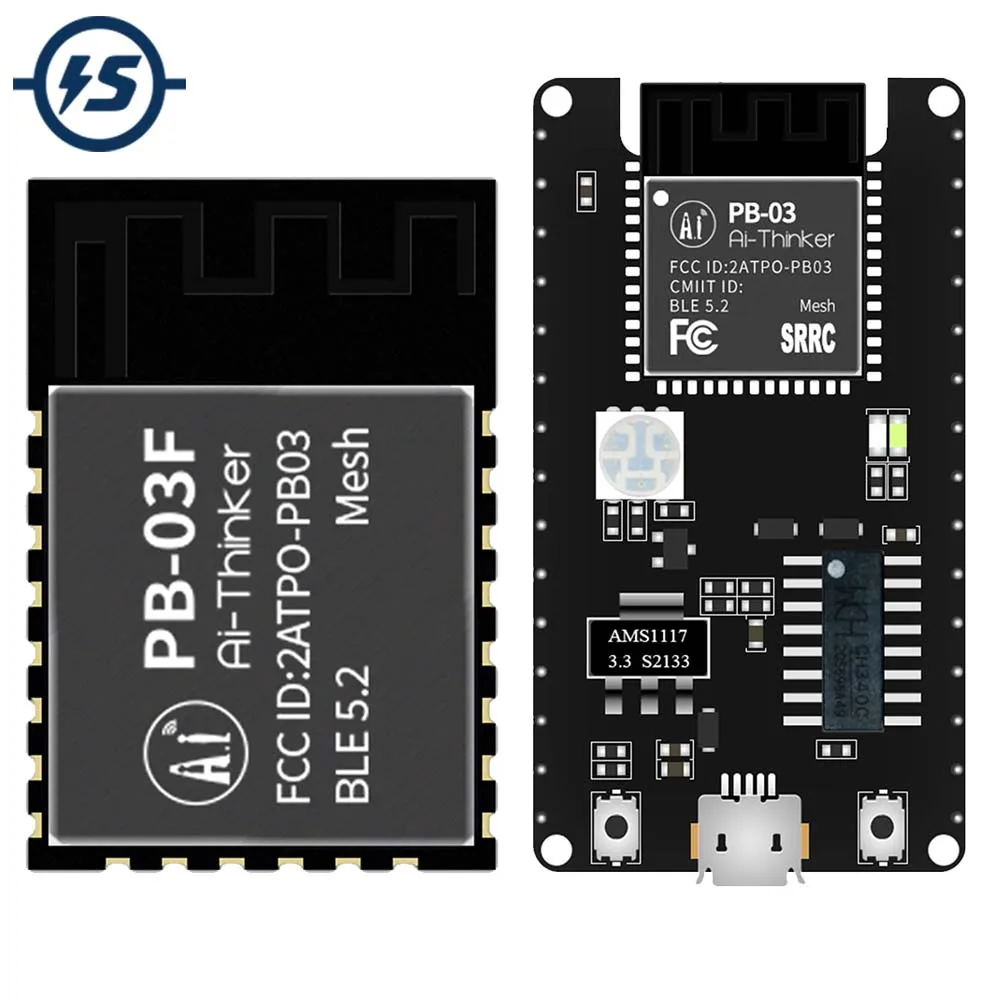 

PB-03 PB-03F BLE 5.2 Wireless Bluetooth Transceiver Module Low Power PHY6252 Chip Development Board Support UART/SPI/I2C/GPIO