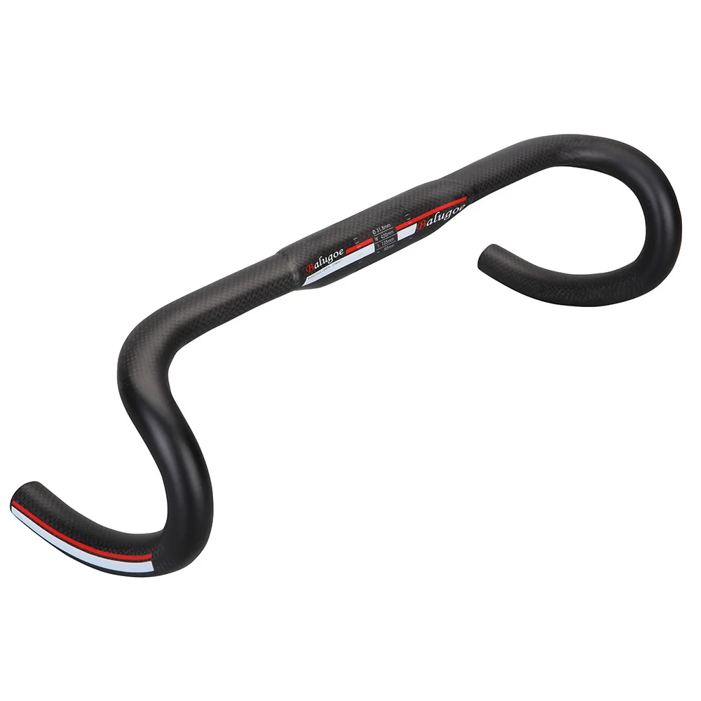

Balugoe Carbon Fiber Road Bike Handle 380/400/420/440mm 3K Matt black Curved Grooves Whereabouts Bicycle Handlebar Outer Wiring