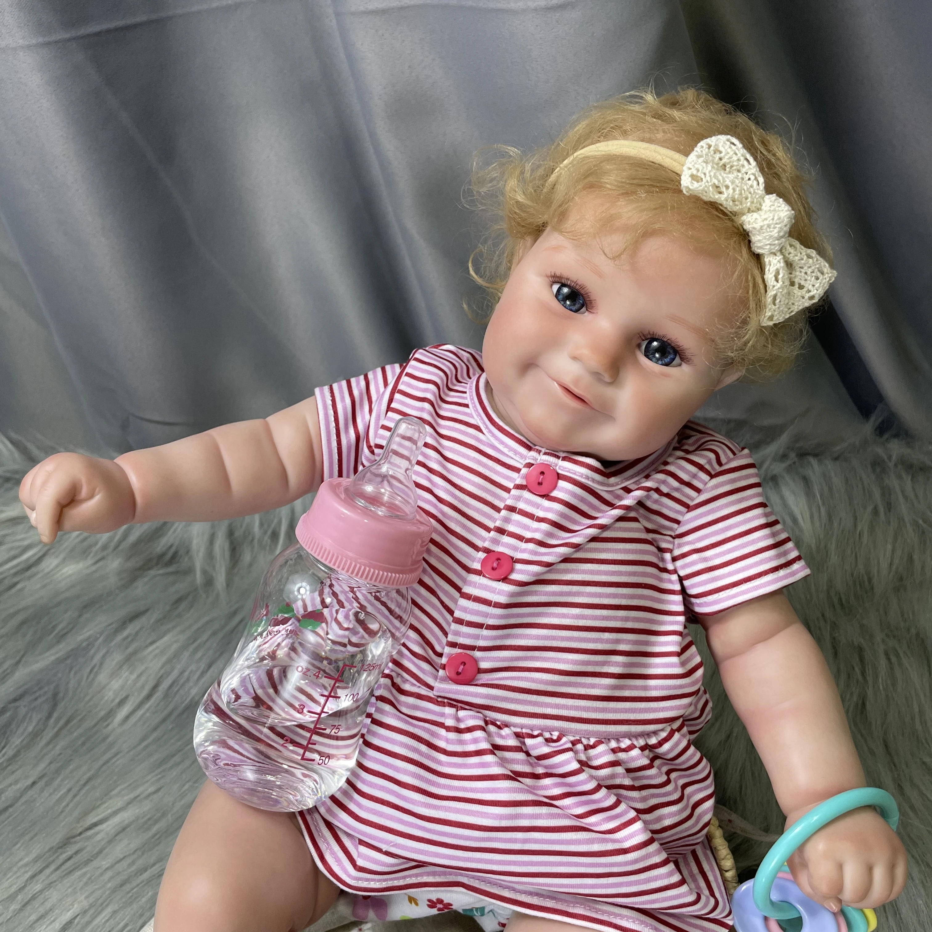 50CM Cheap Reborn Baby Doll Maddie Soft Cloth Body Hand-Rooted Blond Hair DIY Toy Figure Gift For Girl