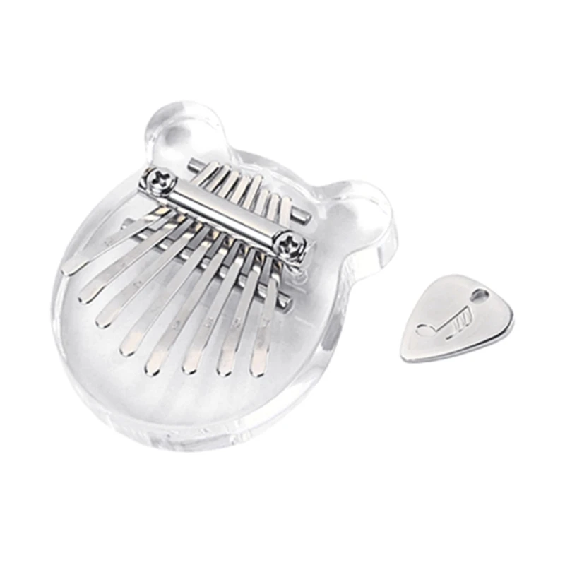 

Профессиональное пианино Kalimba в форме симпатичного медведя, 8 клавиш, прозрачное акриловое пианино на палец, подарок для взрослых и детей, но...