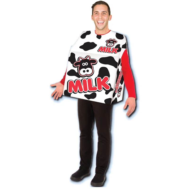 

Halloween Cosplay Milk Box Clothing Food Party Costume For Adult And Children