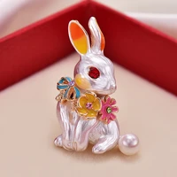 cute rabbit enamel pin badge brooch for bag lapel pin cartoon animal jewelry gift for friends men boys