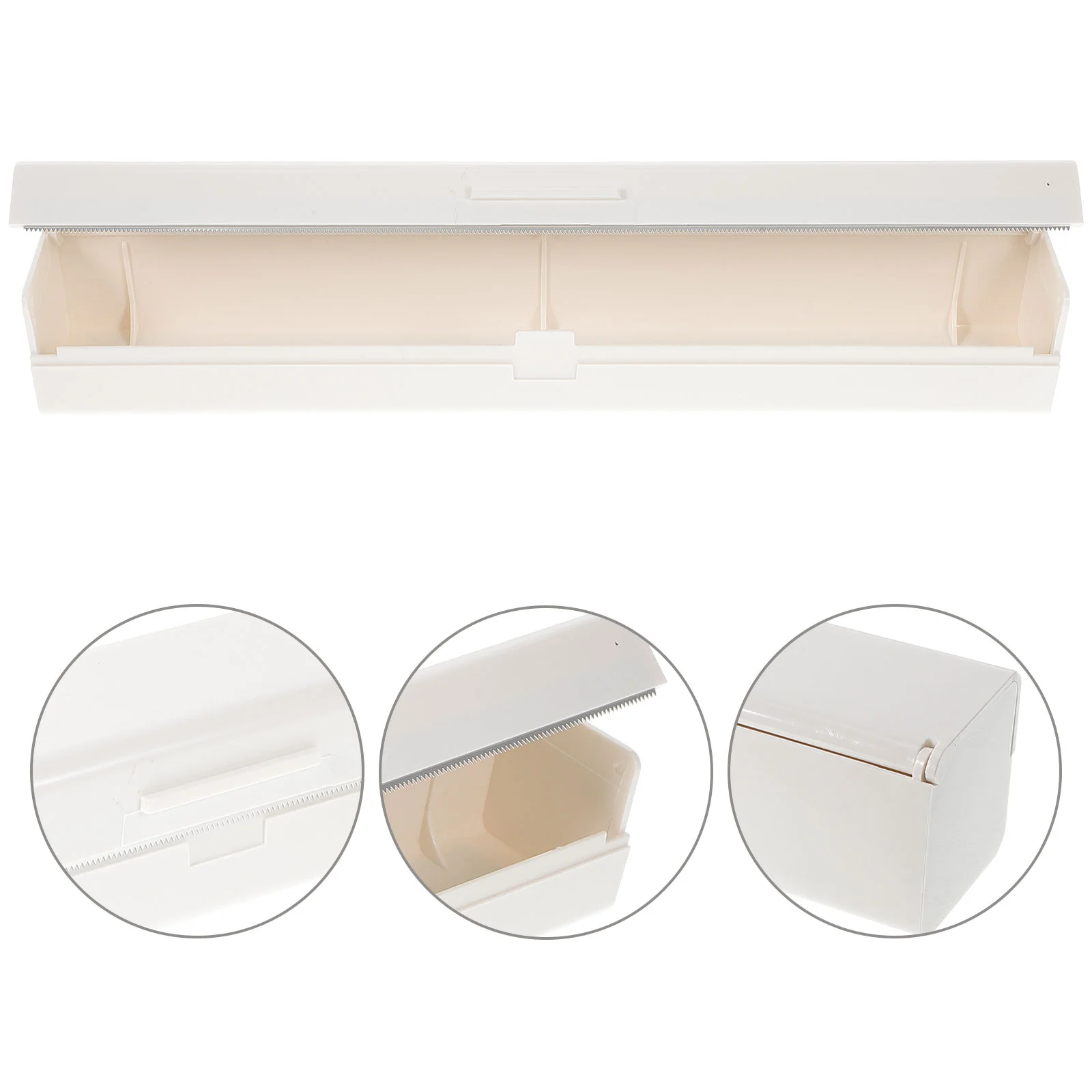 

Plastic Wrap Storage Box Paper Towel Dispenser Kitchen Holder Cling Film Cutting Frame Abs Stretch Clear Shelf
