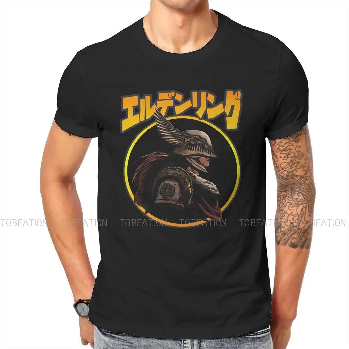 

Praise the Ring Once Again O Neck TShirt Elden Ring Game Pure Cotton Original T Shirt Man's Tops Individuality Plus Size