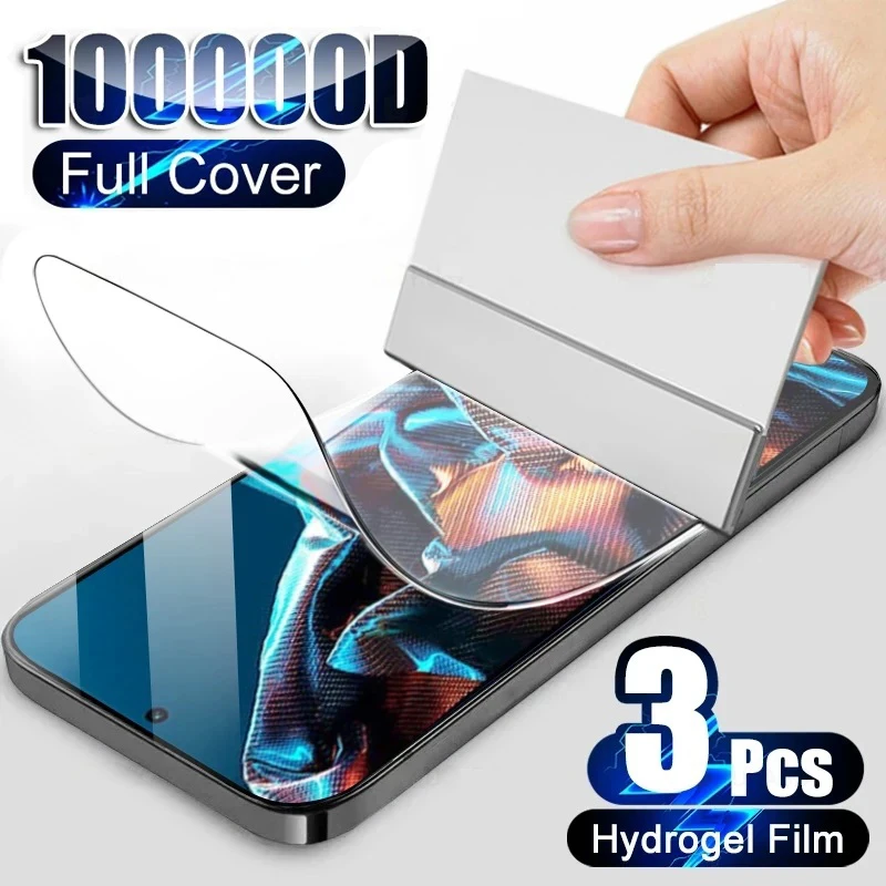 

3PCS Full Cover Hydrogel film For Xiaomi Poco F5 F4 GT X5 X4 M4 Pro 5G M5 M5s C55 C51 C50 C40 F3 X3 NFC Screen Protector Film