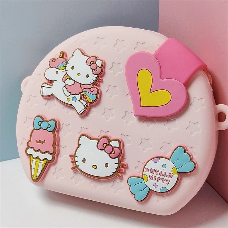 Authentic Hello Kitty Children's Bag Trendy Hole Bag Girls' Baby Crossbody Bag Silicone Pouch bag  backpacks backpack for girls