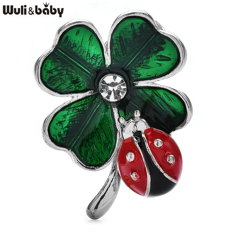 Wuli&baby эмалированные броши clover and ladybug