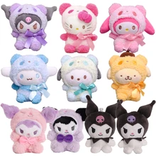 12cm Sanrio Cartoon Plush Toy Kawali Kuromi Hello Kitty My Melody Cinnamoroll Soft Stuffed Doll Pendant Toys Girl Kids Xmas Gift