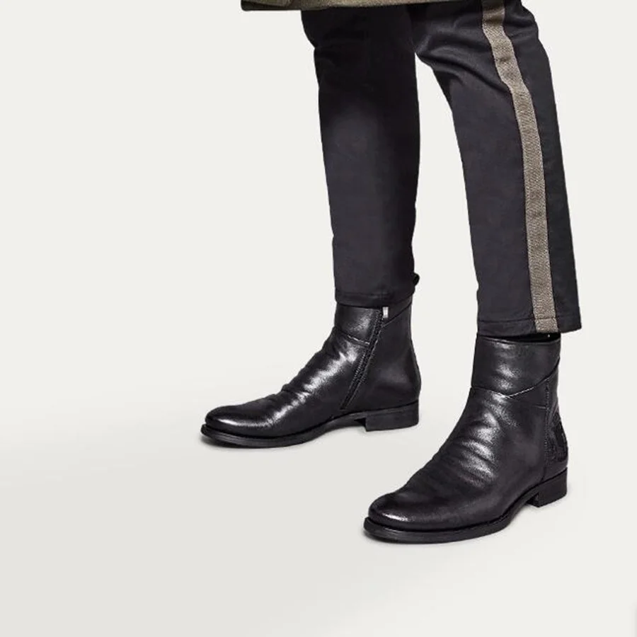 

Artificial Leather Men Boots Plus Size 39-48 Knight Boots Men Zipper Ankle Boots Brithsh Motorcycle Boots Men Zapatos De Hombre