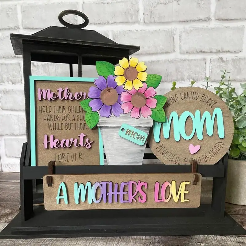 

Mother's Day Tiered Tray Decor Happy Mother's Day Wood Signs Flower Decor Best Mom Ever Tiered Tray Mini Blocks For Shelf Home