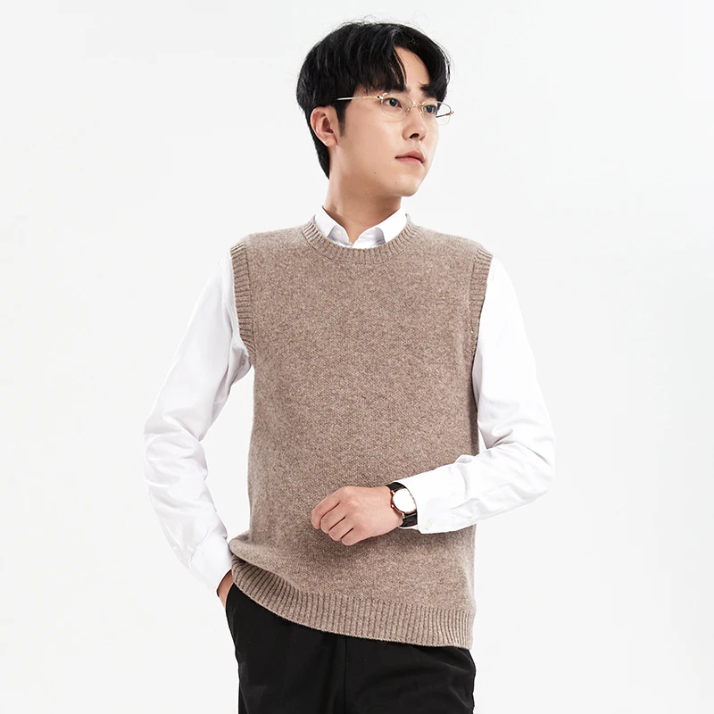 Модная и повседневная мужская Трикотажная одежда пуловер из 100% чистой шерсти