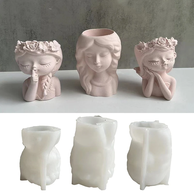 

Girl Shaped Jar Silicone Molds for DIY Plaster Cement Concrete Planter Pot Ice Cup Mould Home Decoration Handmade Gift