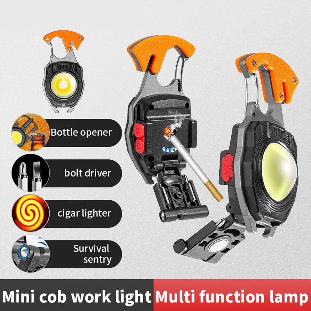 

3 Gears Cob Work Lights Mini Powerful Flashlight Built-in Battery LED Power Display Rechargeable Lamp Outdoor Camping EDC Tool