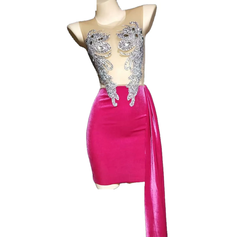 

Стразы блестящее Сетчатое вельветовое прозрачное свадебное платье для празднования дня рождения вечеринки