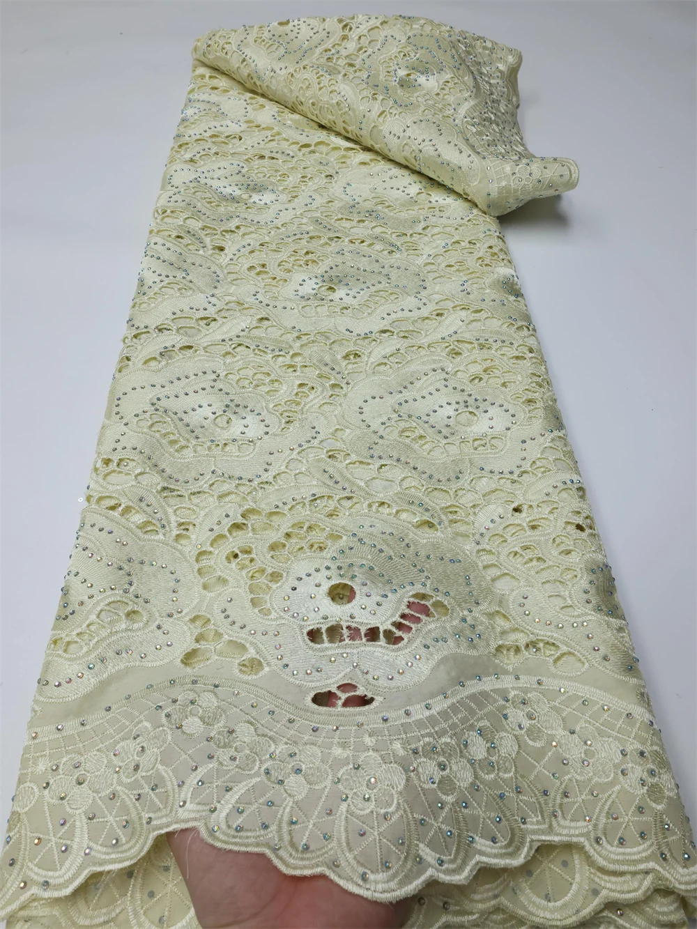 Нигерийская кружевная ткань NI.AI с африканской вышивкой, гипюрой, камнями, французской сетчатой сеткой для праздничных кружев для женщин на вечеринке LY941.