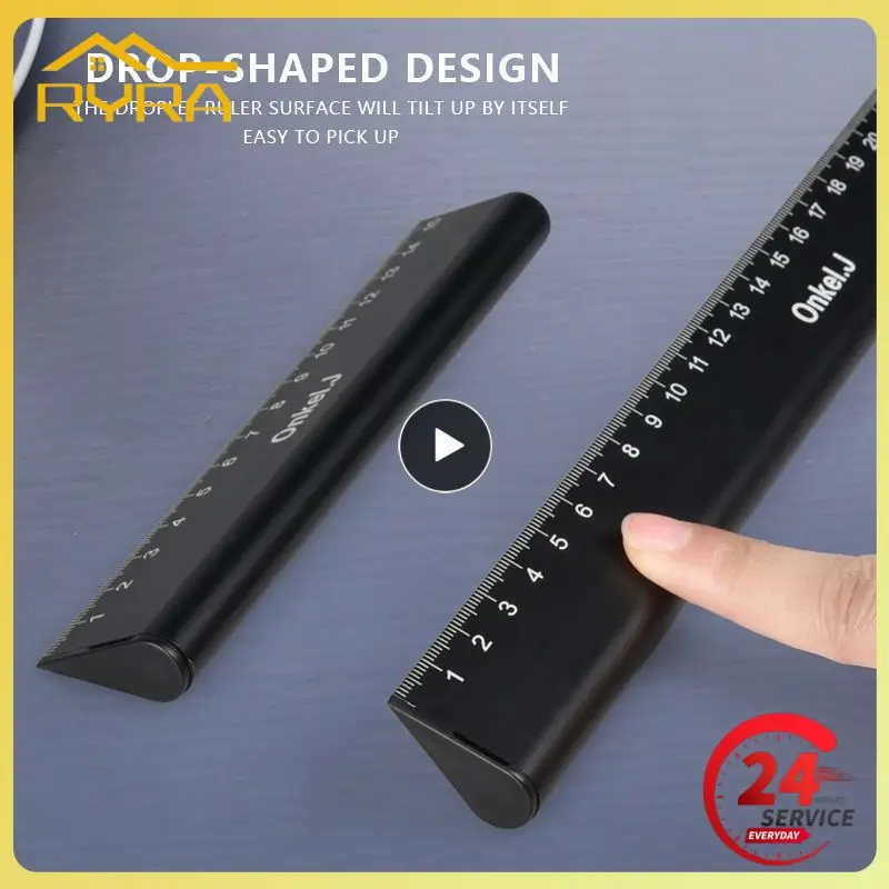 

6/12 Inch Aluminum Measuring Tools Ruler Droplet-shaped Metric/Inch Home Office Painting Mapping Ruler Measurement Tools