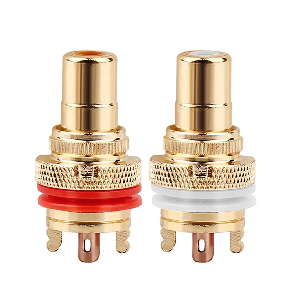 Audiophile RCA Jack Plug Copper Rhodium/Gold Plated CMC RCA Socket For Speakers Terminals Audio Wire Connectors Panel RCA Female