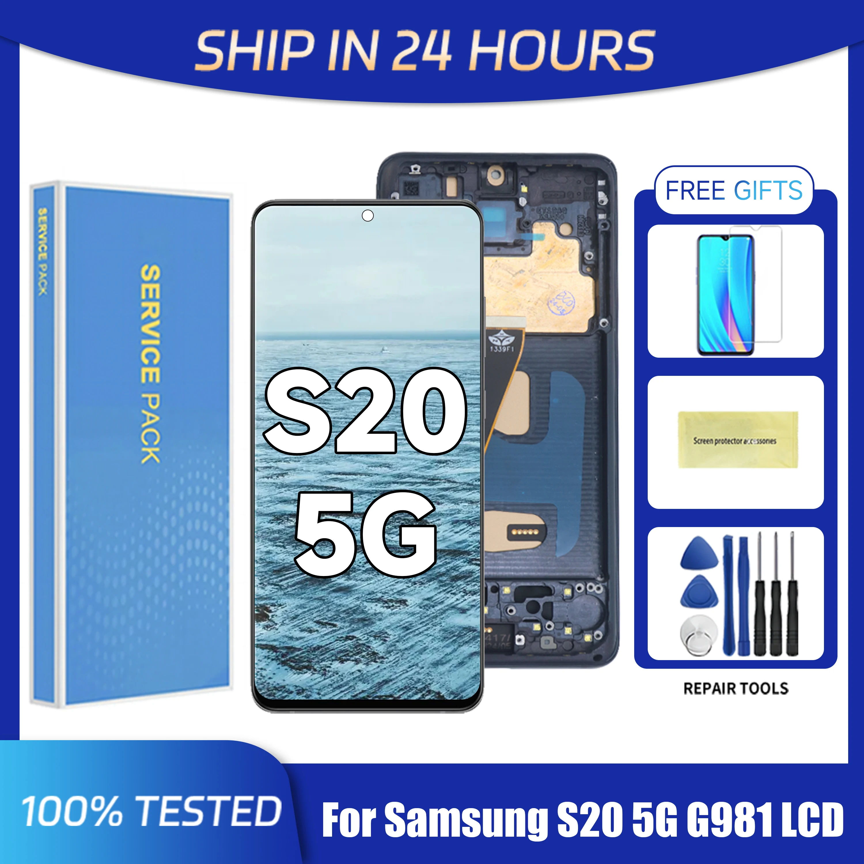 ЖК-дисплей с сенсорным экраном и рамкой для Samsung S20 5G G981F G981F/DS G981B/DS