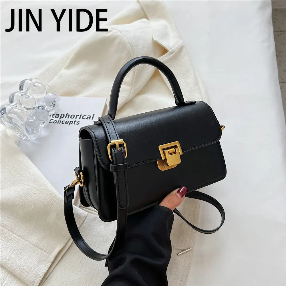 JIN YIDE Vintage Top Handle Small Shoulder Crossbody Bags For Women 2023 Winter Fashion Designer Flip Lock Flap Ladies Handbags