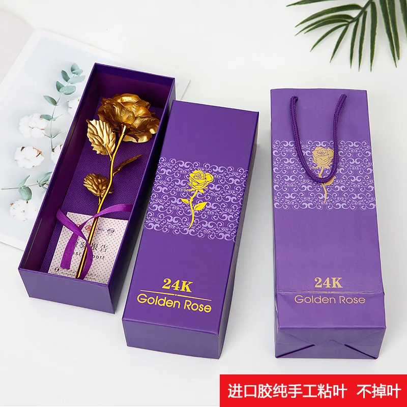 

Artificial Flowers 24k Gold Rose with Box Valentines Day Gift Present Rose soap flower Foil Flowers Home House Decor Fake Roses