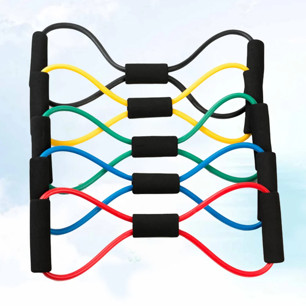 

5pcs 8 Type Developer Shaping Band Resistance Bands Pulling Rope Exercise Stretch for Fitness Yoga (Blue + Green +