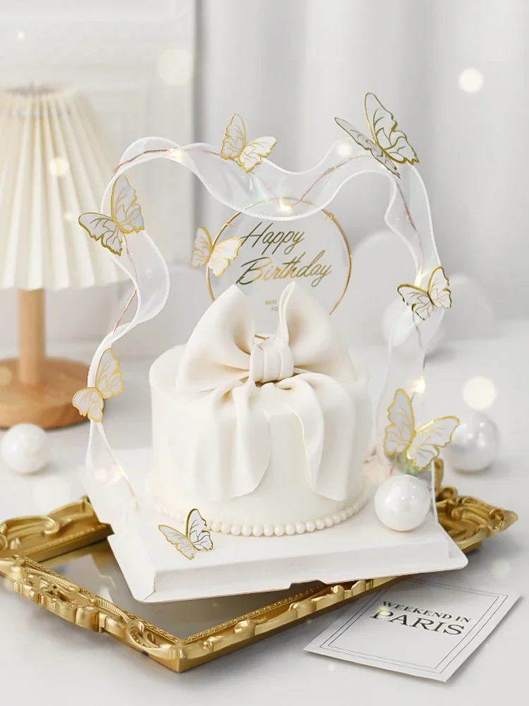 

Glitter Butterfly Birthday Cake Decoration Supplies Kids Girl Happy Birthday Party Topper Favors Supllies Dessert Cupcake Topper