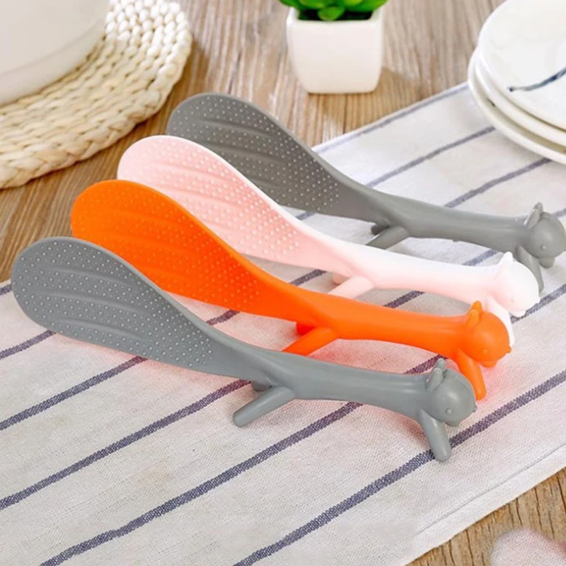 

Оригинальная мультяшная кухонная ложка в форме белки, неприлипающая ложка для риса, пластиковое искусственное приспособление