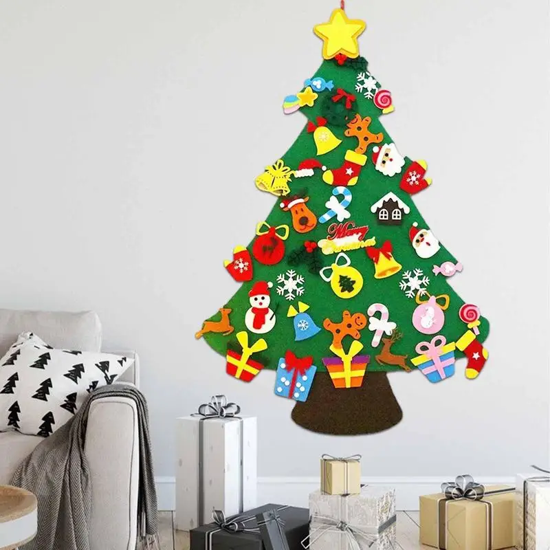 

Wall Hanging Artificial DIY Felt Christmas Tree For Kids Home Decoration Christmas Decor Santa Claus Snowflakes Kid Gift