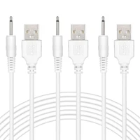 3pack usb charger cable cord 2 5mm with fast charging technology for universal vibrating wand massagers and toys 2ft white