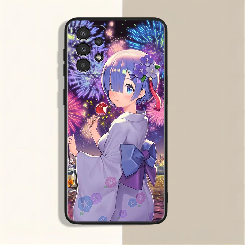 Чехол для телефона с аниме Rem Beauty Samsung A73 A72 A54 A53 A52S A34 A33 A32 A25 A24 A23 A22 A15 A14 A13 A05 черный