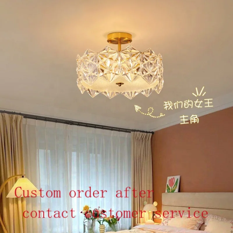 

Italian Light Luxury Living Room Lamps French Retro Bedroom Lighting Simple Creative Shell Glass Restaurant Chandelier