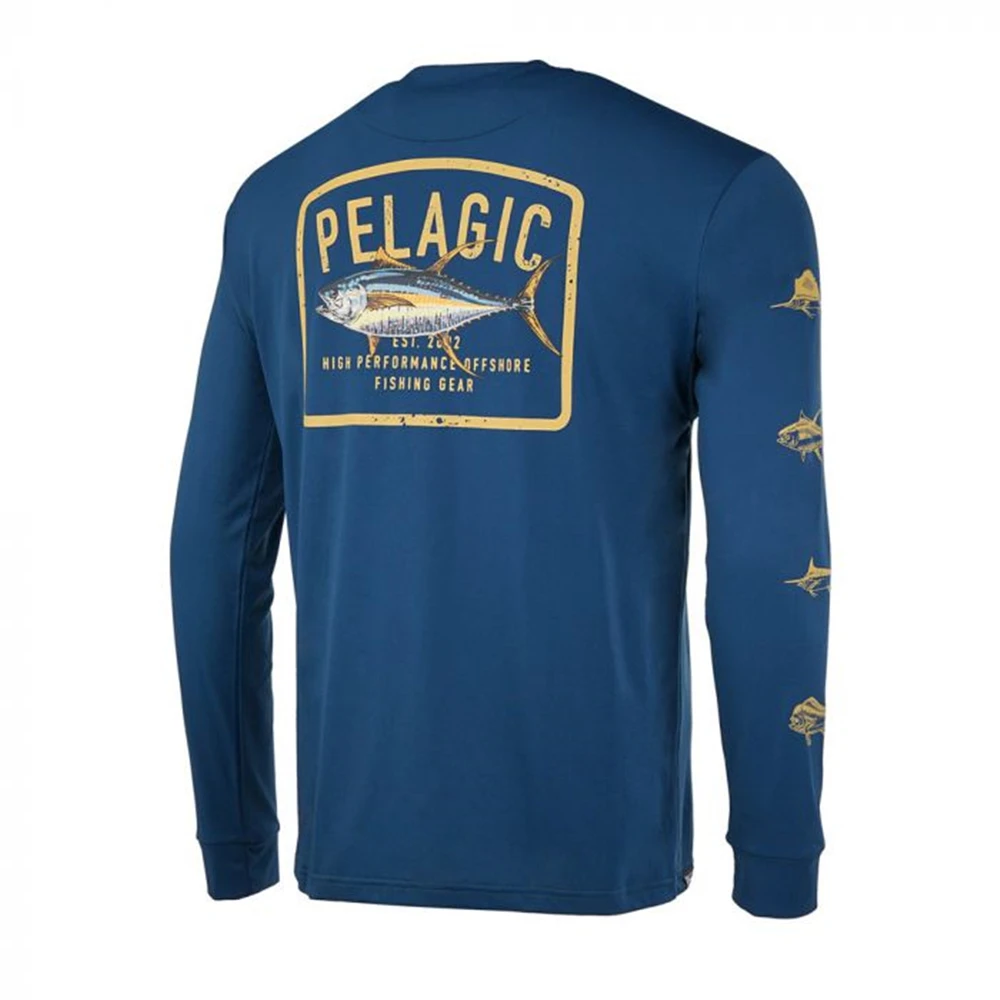 Pelagic performance fishing Clothing Men Shirt Print Camisa De Pesca Fishing Long Sleeve Uv Protection Shirt Solarvent hoody pro
