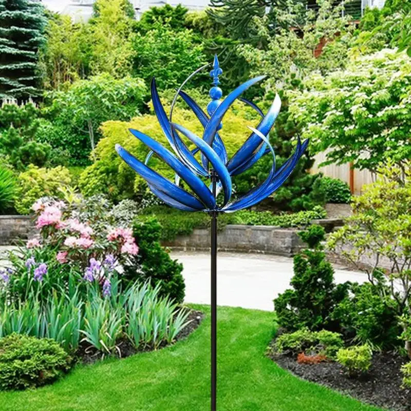 

Garden Wind Spinner Dynamic 3D Lotus Windmill 360 Degrees Rotatable Outdoor Windmill For Balconies Porches Patios Gardens Trees
