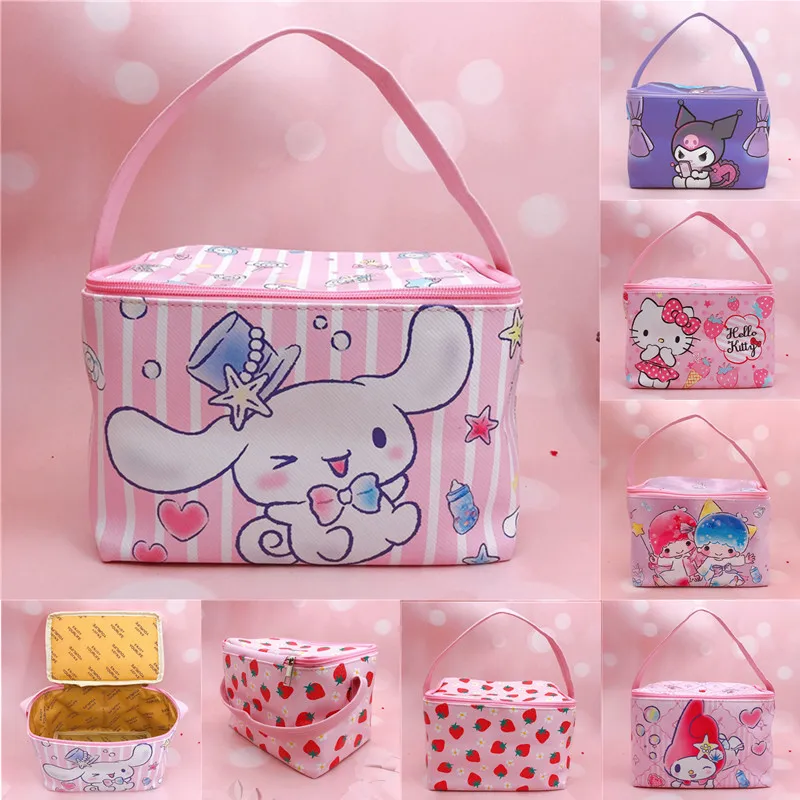 

Cartoon Sanrio PU Leather Large Capacity Portable Lunch Box Bag Kulome Lunch Bag Picnic Bag