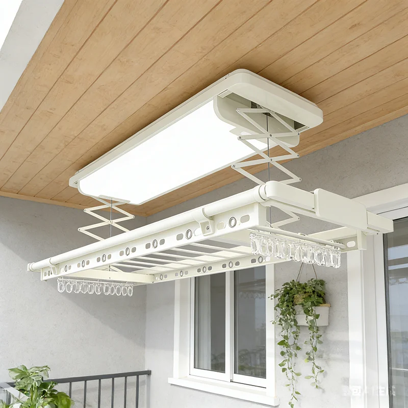 Фото Умная электрическая сушилка для белья с LED-подсветкой и дистанционным управлением для балкона (для дома) №3