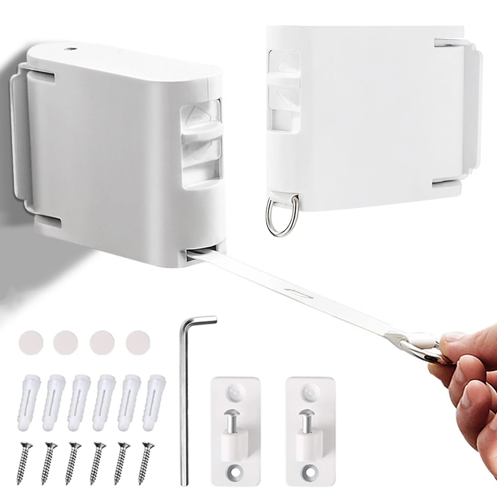 

Indoor Invisible Clothesline with Hanger Hole Retractable Clothesline Rope Drying Rack Balcony Clothes Line No Drilling Rack