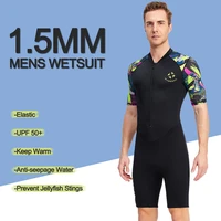 1 5mm neoprene wetsuit men short sleeve front zip scuba bathing suit sun protection triathlon diving suit for swimming surfing